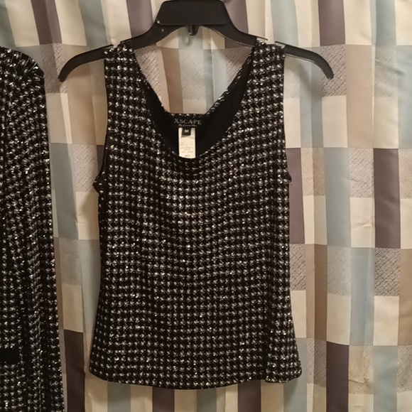FINAL PRICE NWOT XSCAPE black/white silver 2-pc pattern designed jacket set - Picture 5 of 13